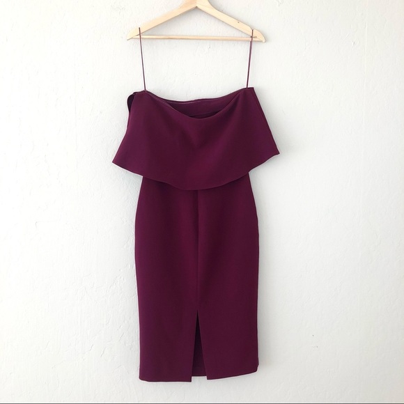 Likely Driggs Strapless Flounce Top Dress in Plum - Picture 3 of 6